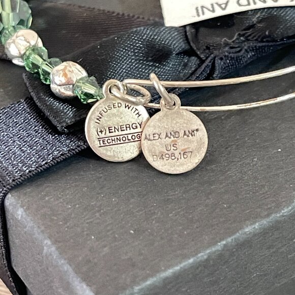 New Alex And Ani Bracelet Evergreen Swarovski Crystals Silver NWT - Picture 6 of 6